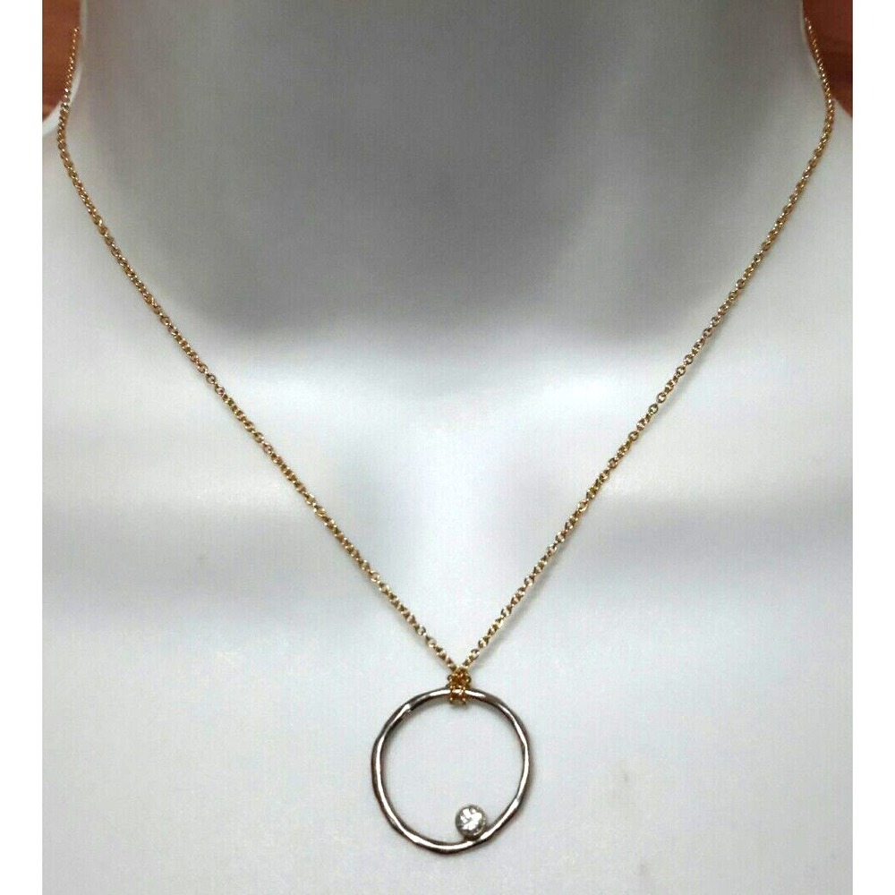 New Zina Kao CZ Twiggy Sterling Silver Ring Pendant Necklace 16" Chain 925 GF